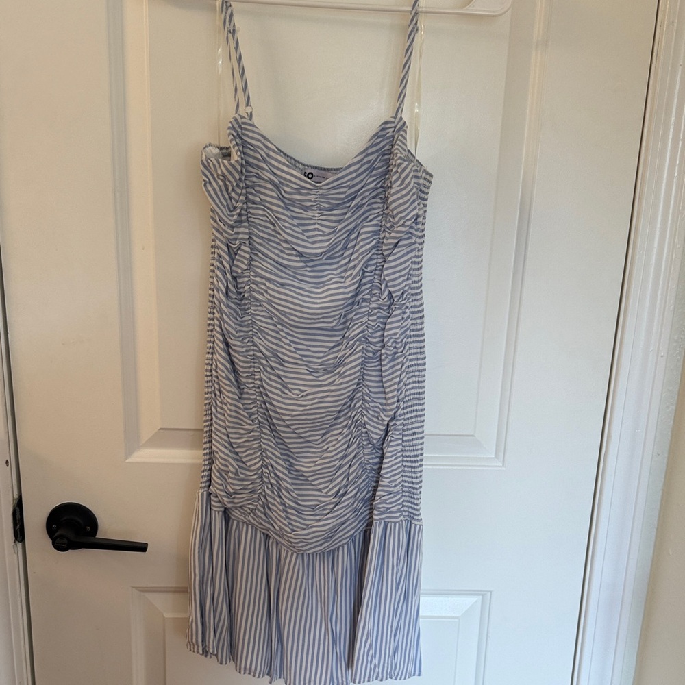 SO Light Blue Striped Mini Dress